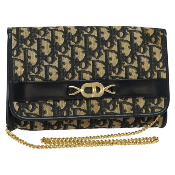 DIOR Trotter Canvas Chain Shoulder Bag Navy - Picture 1 of 16